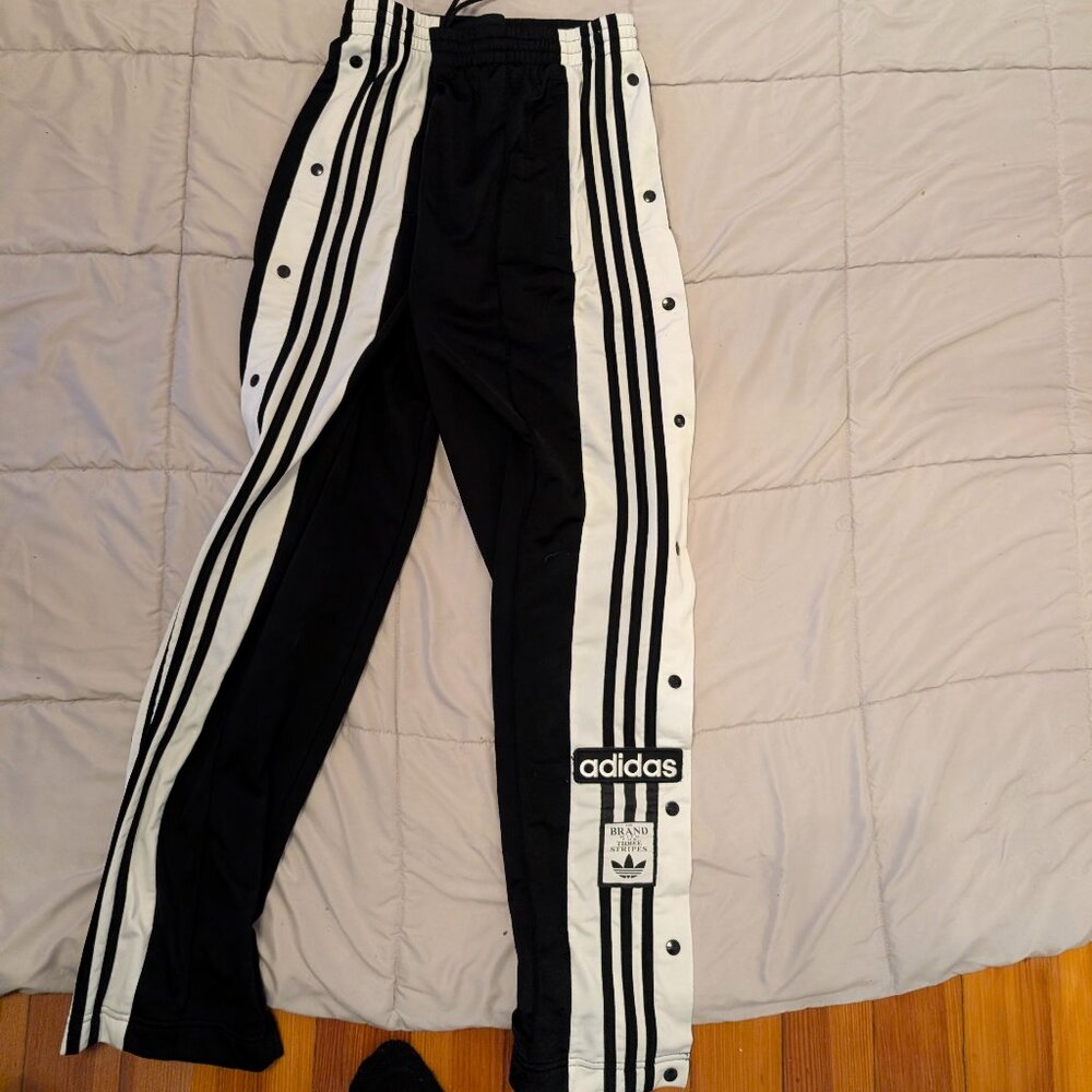 adidas Black & White Snap Track Pants